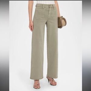 PAIGE Olive Green Wide-Leg Jeans